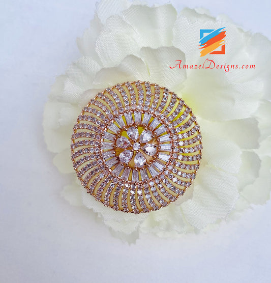 American Diamond AD Rose Gold Adjustable Ring