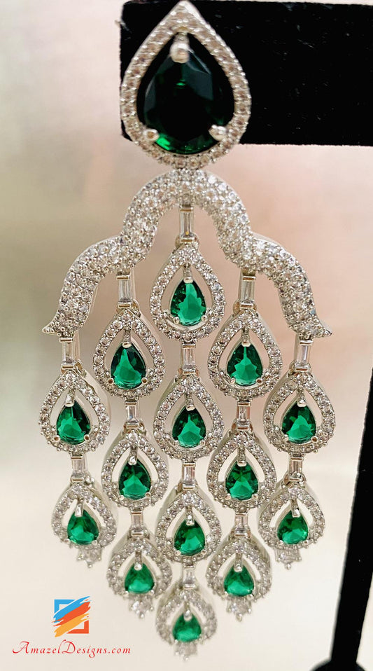 American Diamond Green Earrings