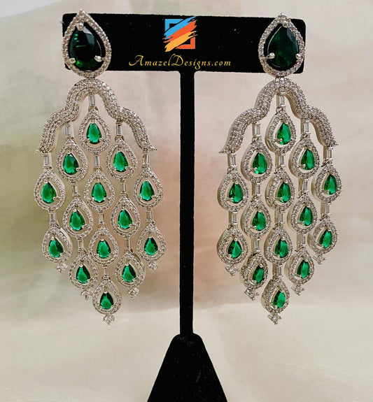 American Diamond Green Earrings