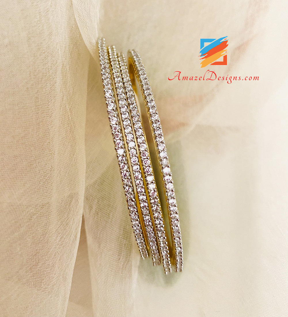 American Diamond (AD) Golden Bangles – Amazel Designs
