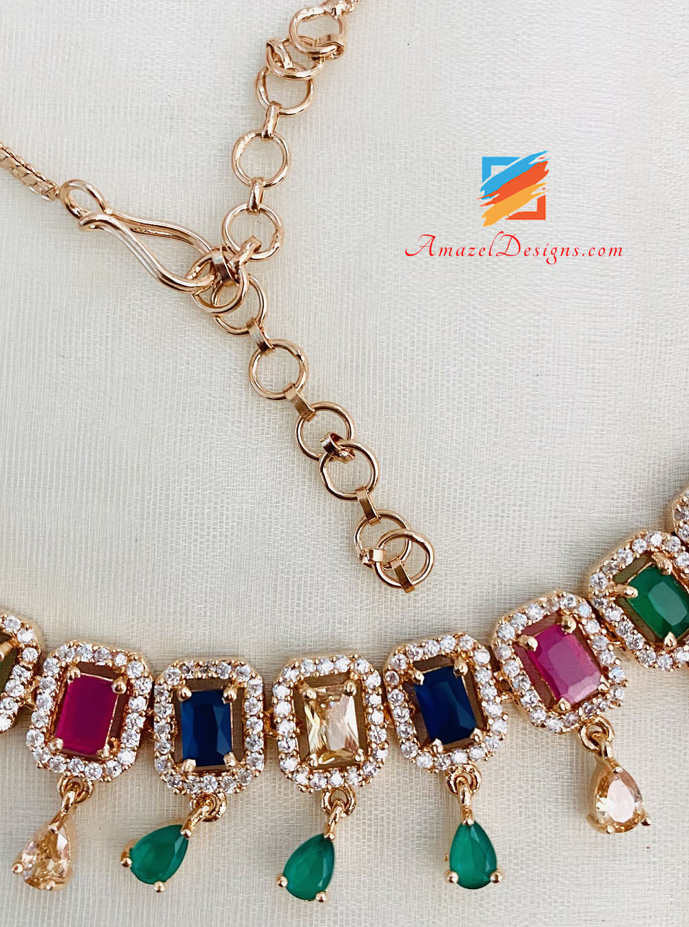 American Diamond (AD) Mehrfarbige Single-Line-Halskette