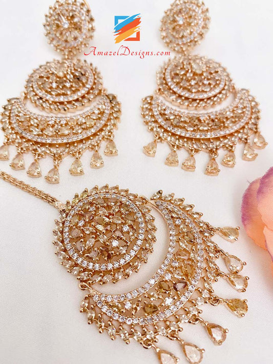 American Diamond (AD) Orecchini Tikka in oro rosa 