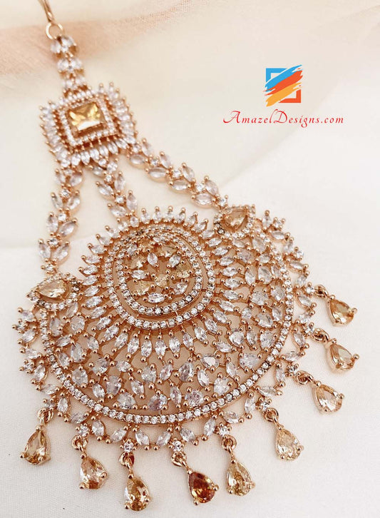 Diamante americano (AD) in oro rosa e argento Jhumer/Passa