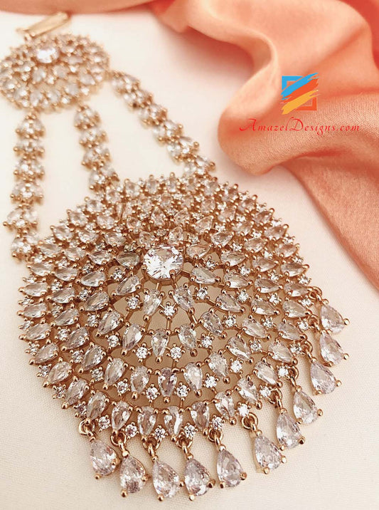 American Diamond (AD) Rose Gold and Silver Pasa/Jhumer