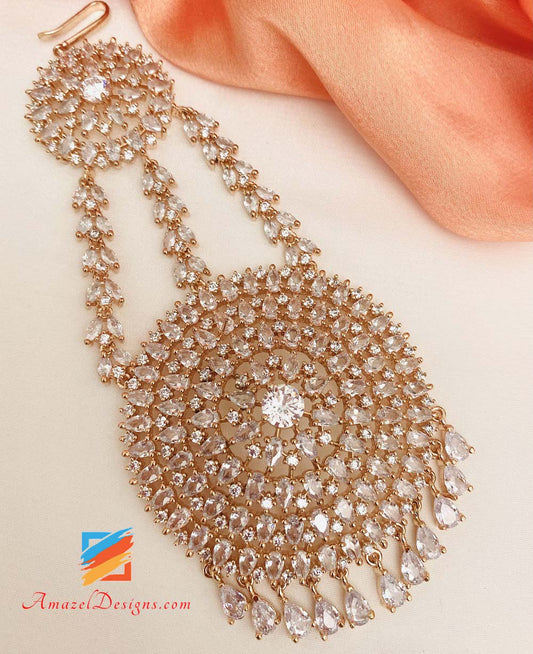 American Diamond (AD) Rose Gold and Silver Pasa/Jhumer