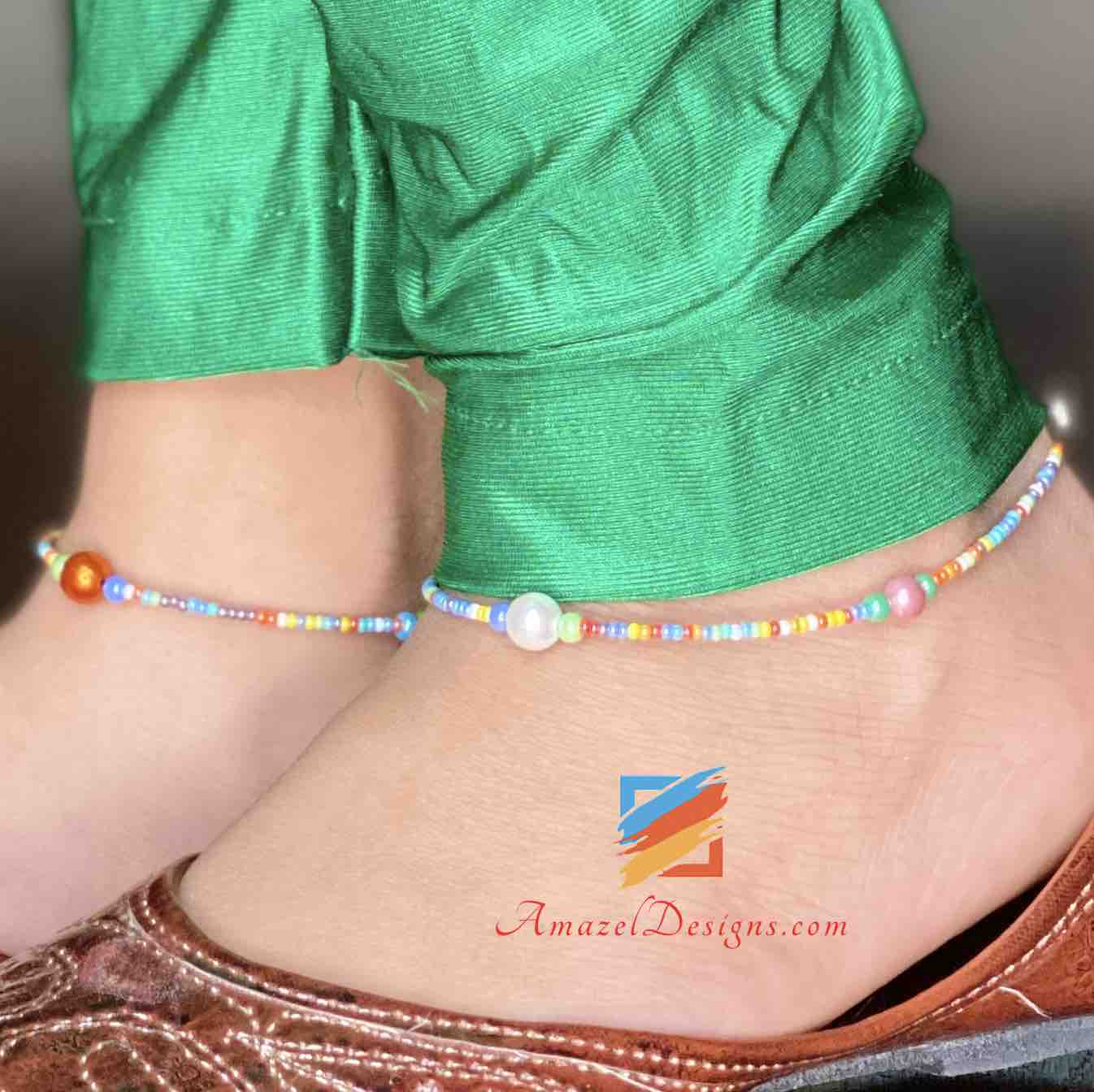 Multicolored Beads Anklets