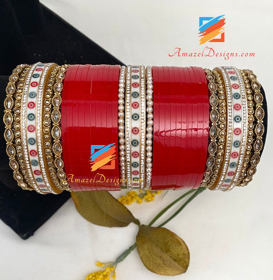 Bindi Chooda with Polki and Pearl Bangles