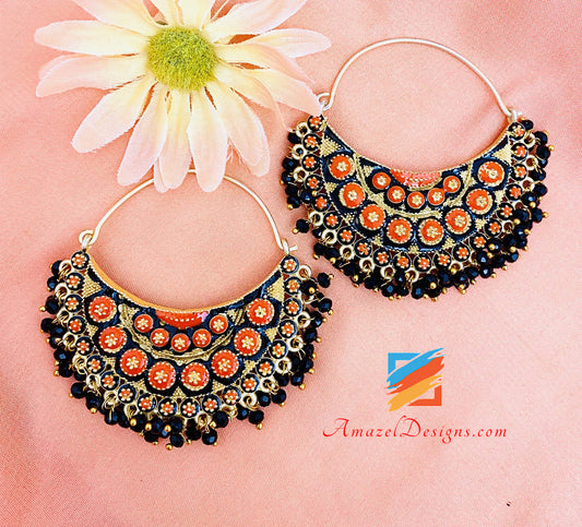 Black Orange Lightweight Hand Painted Waliyaan