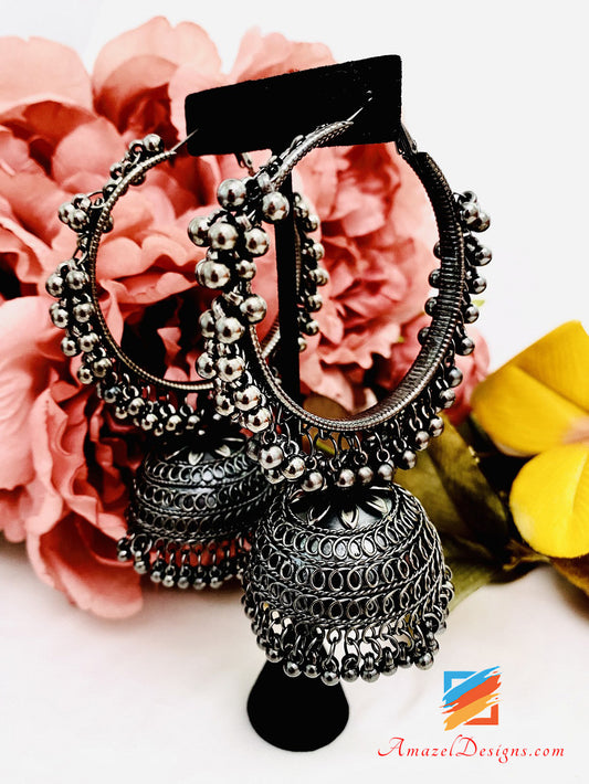 Black Oxidized Over Sized Waliyaan Earrings