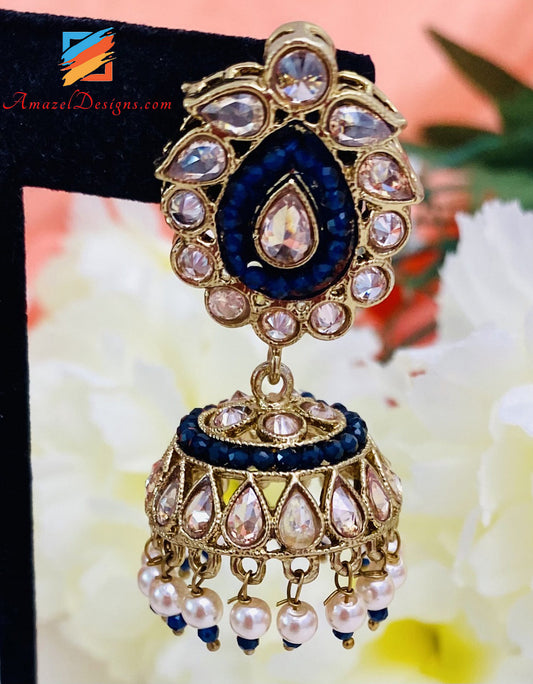 Black Polki Small Jhumki