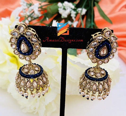 Black Polki Small Jhumki