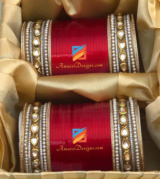 Bridal Chooda American Diamond (AD) Kundan Bangles.