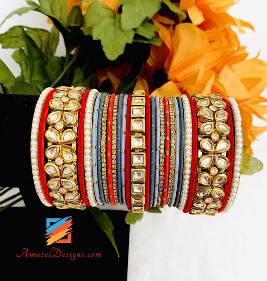 Braut-/Nicht-Braut-Kundan-Armreif-Set 