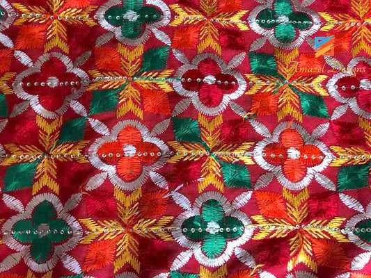 Dupatta da sposa rosso Phulkari Chinon