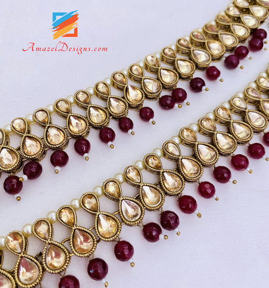 Champagne Perline Maroon Payal 