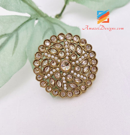 Champagne Polki Medium Adjustable Ring