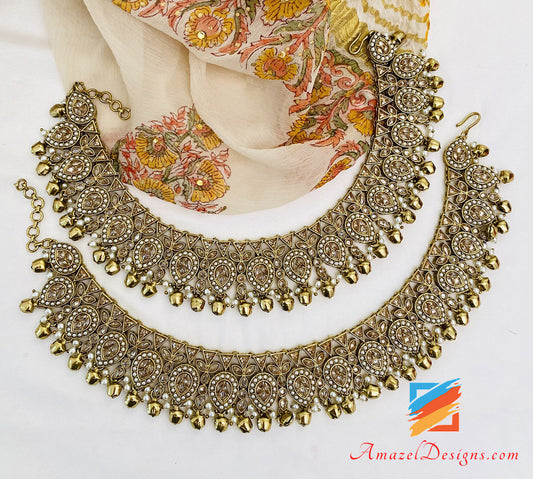 High Quality Champagne Polki Payal With Ghungroo