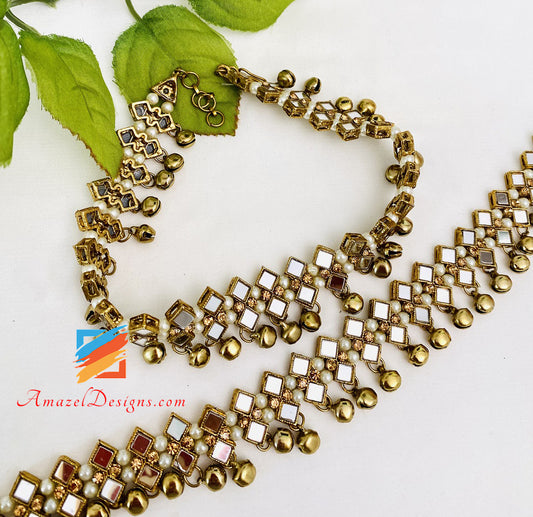 Dull Gold Mirror Ghungroo Jhanjar