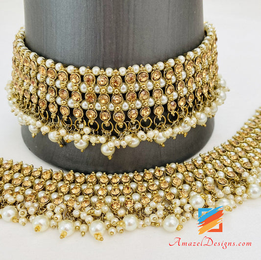 Champagne Stones Mehndi Pearl Jhanjar