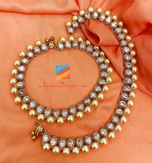 Klares Polki Pearl Payal 