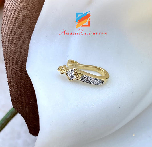 Clip su anello al naso dorato con pietra