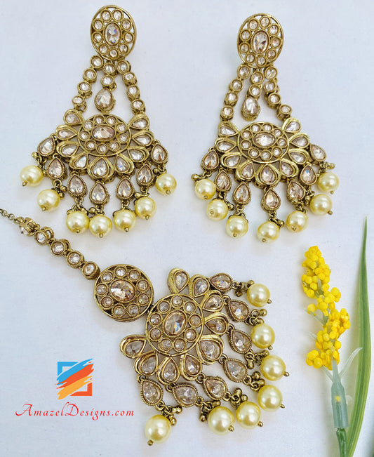 Earring Tikka Set - High Quality Polki