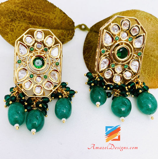 Emerald Green Choker Necklace Studs High Quality Set