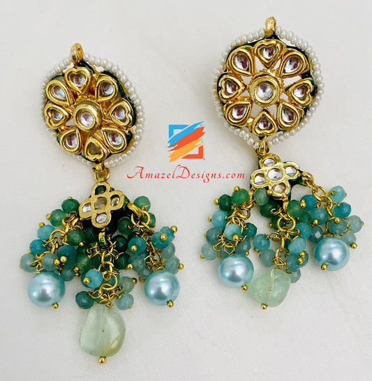 Feerozi/Feeroza Hand Painted Meenakari Necklace Earrings Set