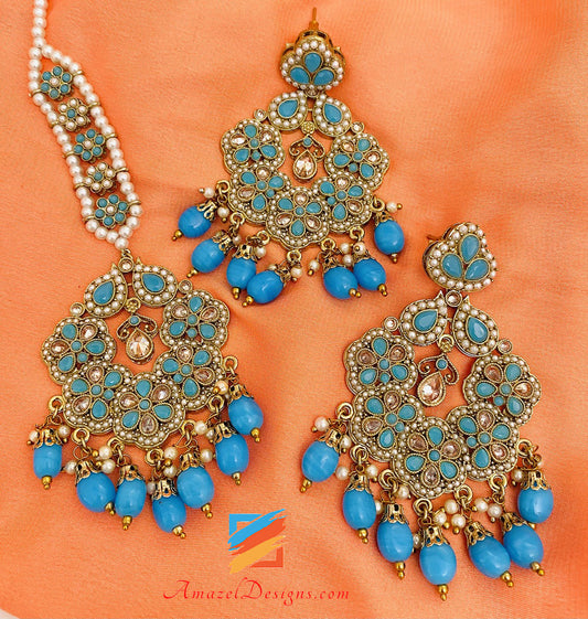 Feerozi Polki Earrings Tikka Set