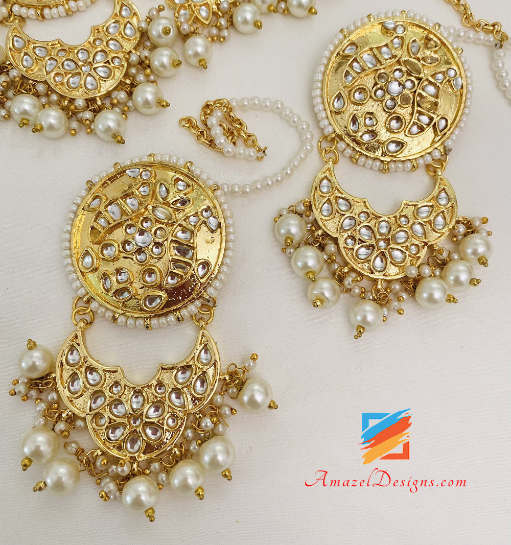 Golden Kundan Choker With Earrings Tikka Set