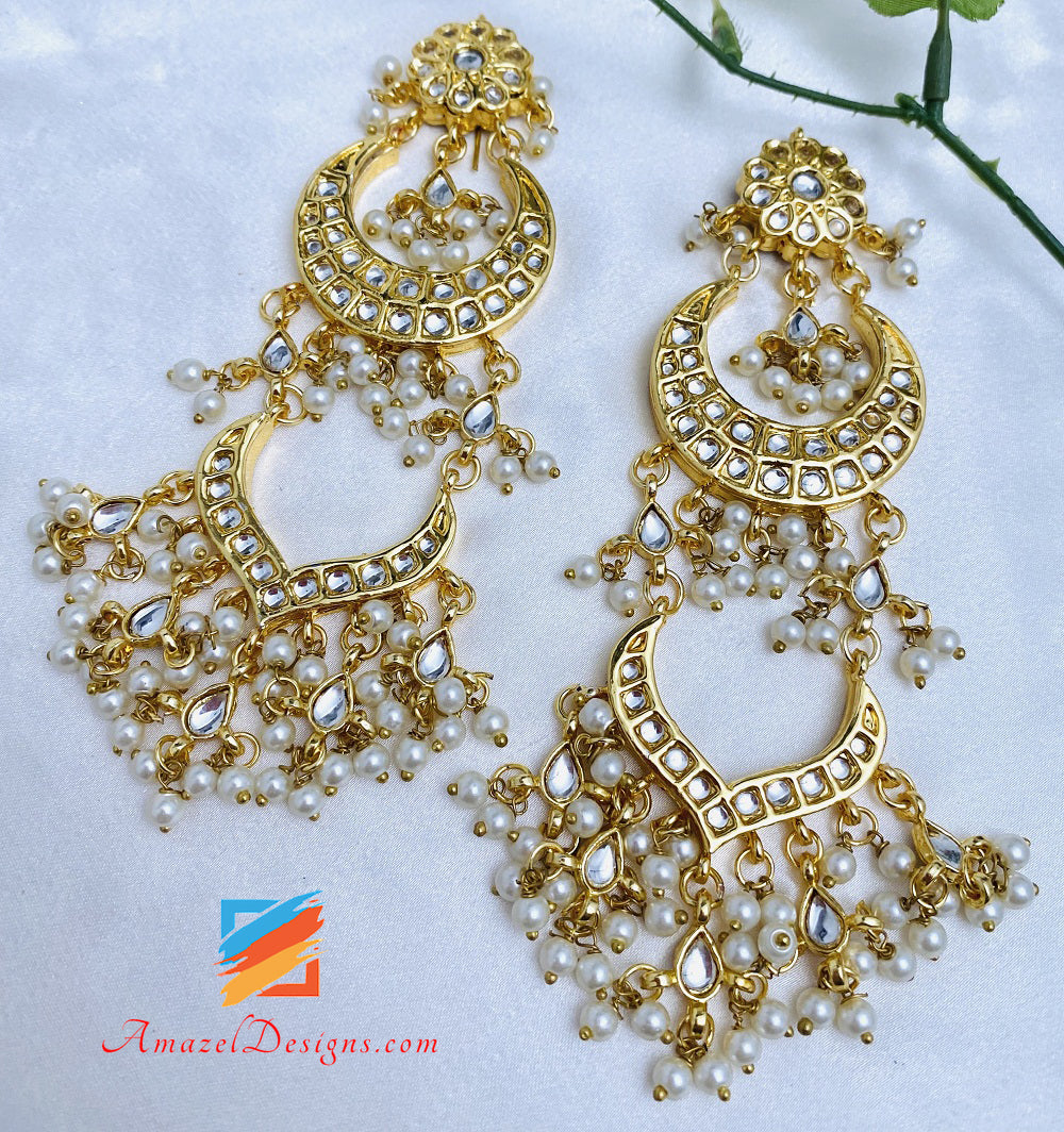 Golden Kundan Earrings Tikka Set