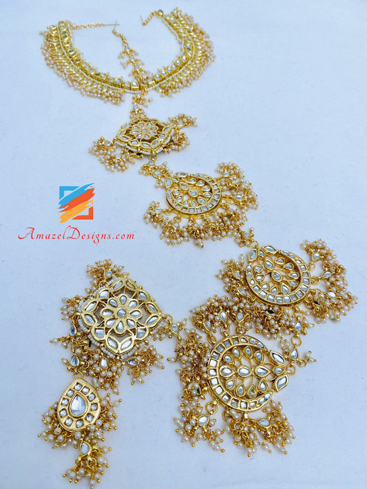 Golden Kundan Hair Braid Ornament