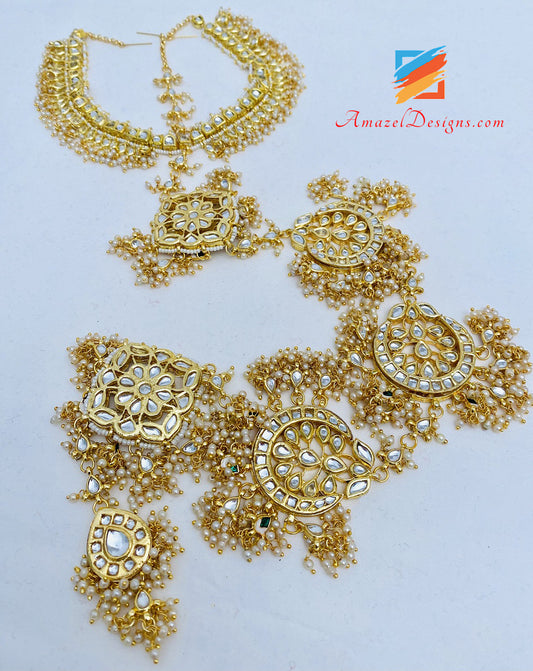 Golden Kundan Hair Braid Ornament