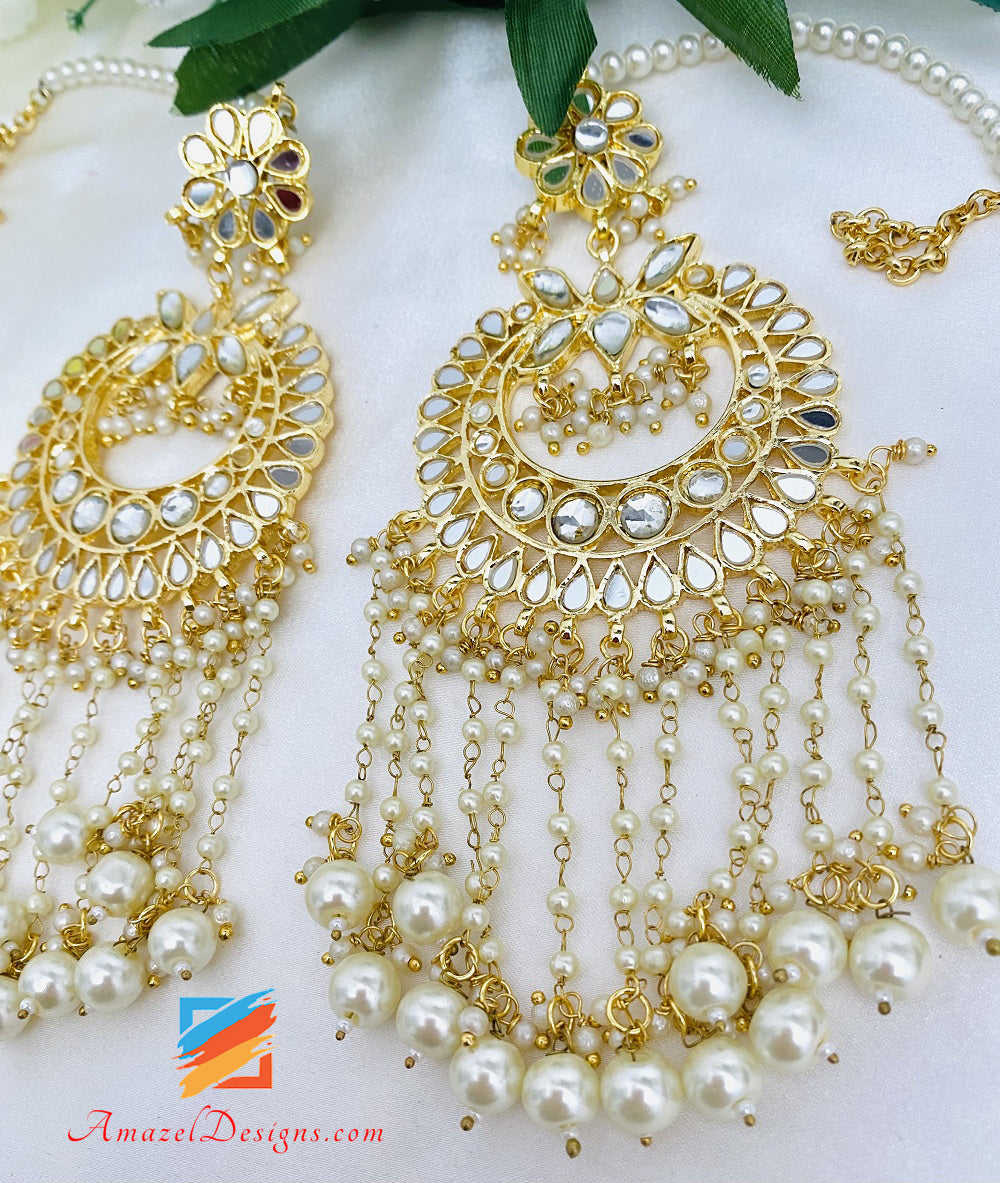 Golden Mirror Earrings Tikka Set