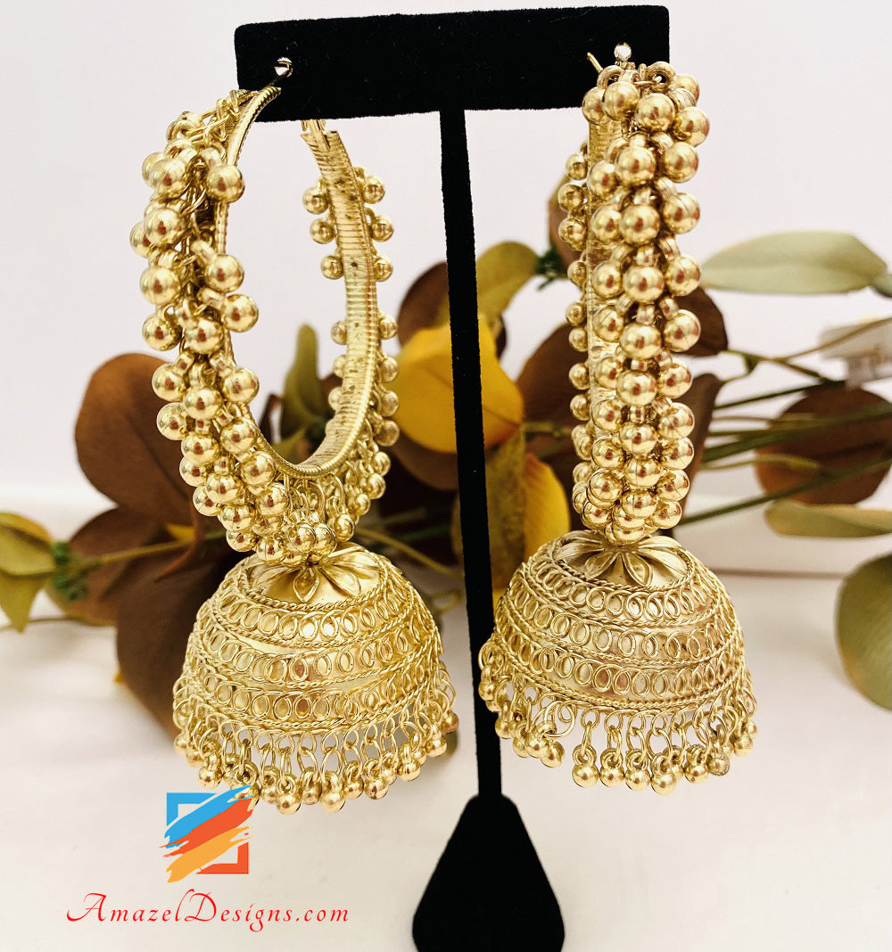 Golden Oxidized Oversized Lightweight Earrings