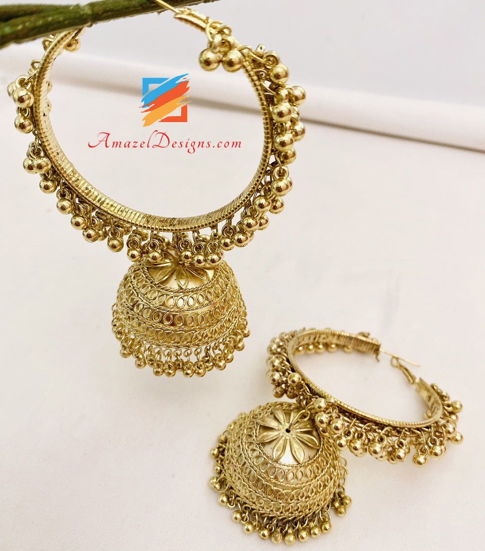 Golden Oxidized Oversized Lightweight Earrings