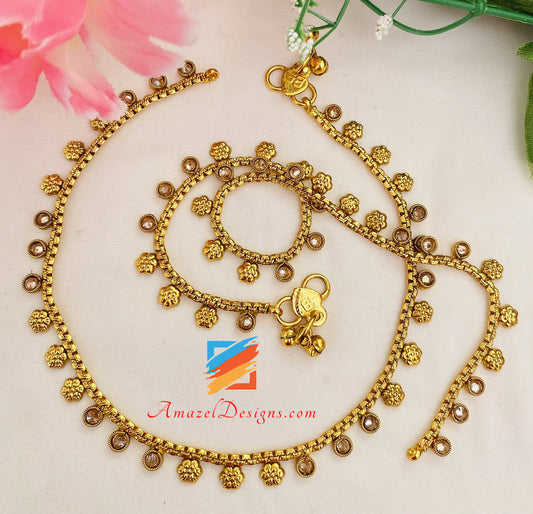 Golden Polki High Quality Anklet