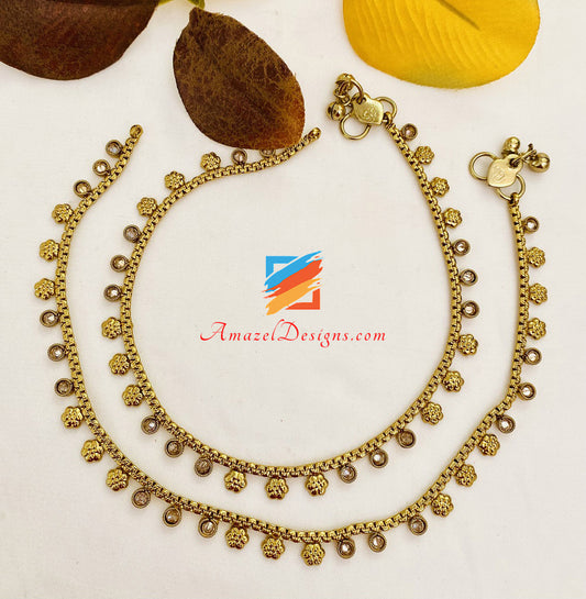 Golden Polki High Quality Anklet