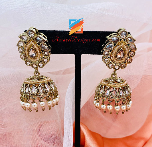 Golden Polki Small Jhumki