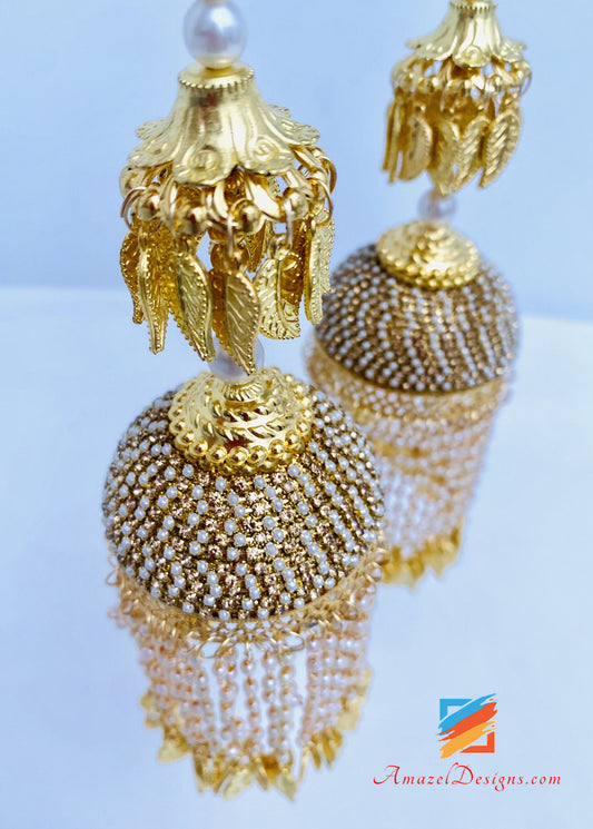 Kaleere leggero con perline in pietra dorata 