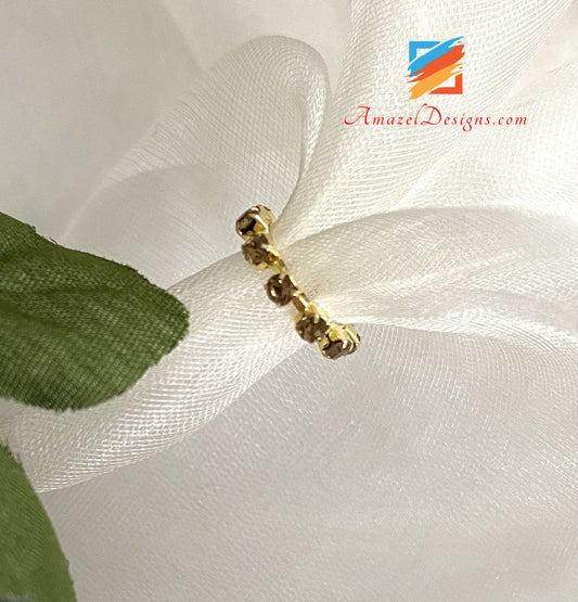 Dorato con clip in pietra champagne sull'anello al naso