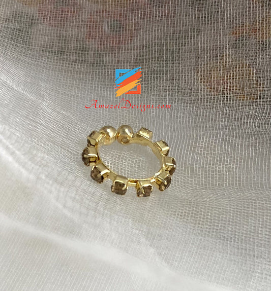 Golden With Champagne Stone Clip On Nose Ring