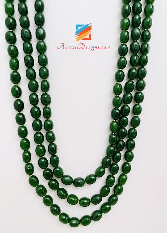 Grüner Smaragd 3 Lagen Perlen Bräutigam Mala 