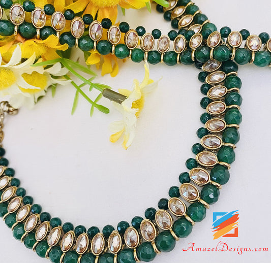 Green Emerald Polki Payal