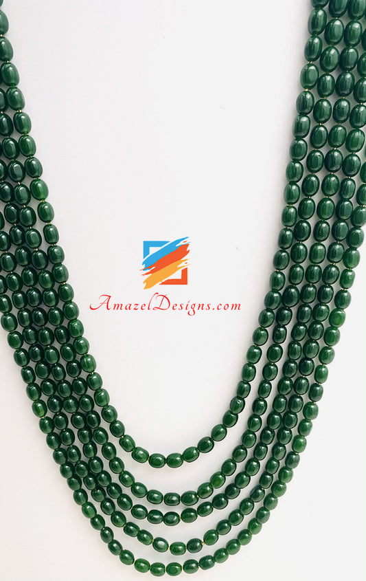 Verde (smeraldo) Grande 5 strati Groom Mala