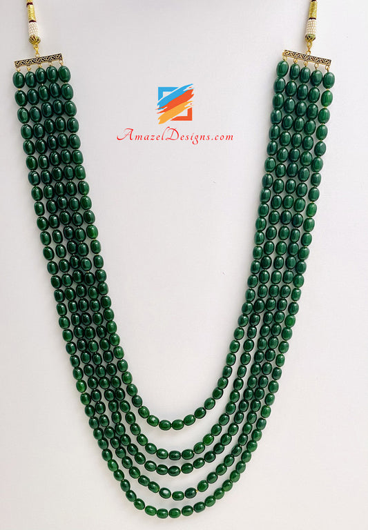 Verde (smeraldo) Grande 5 strati Groom Mala