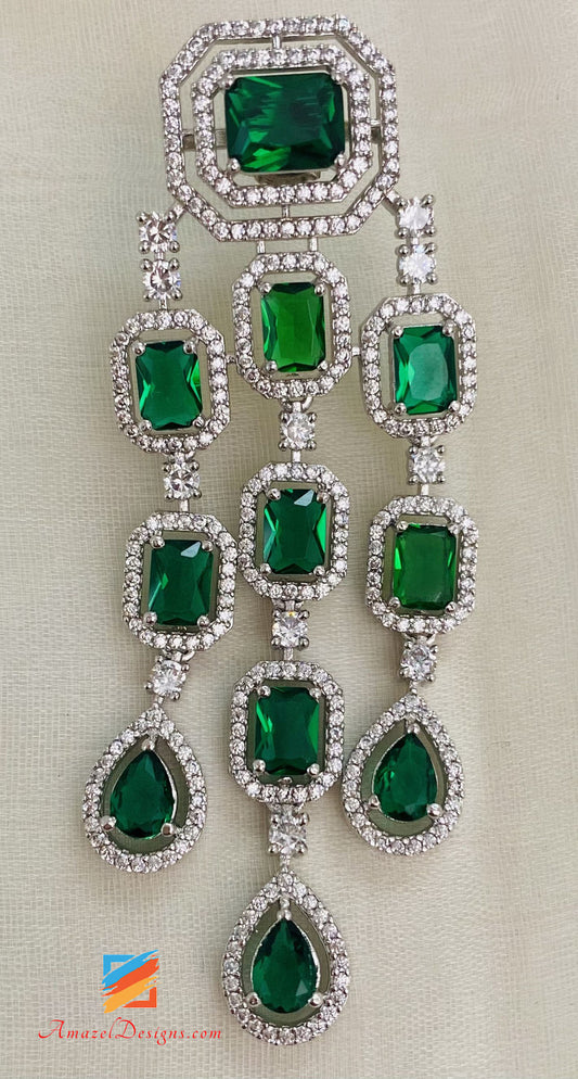 Orecchini di diamanti americani in argento verde (smeraldo). 