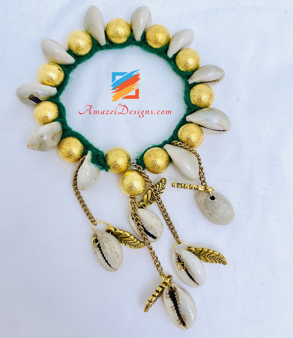 Foglie pendenti Kaudiyaan Green Golden Gana - 2 pezzi 