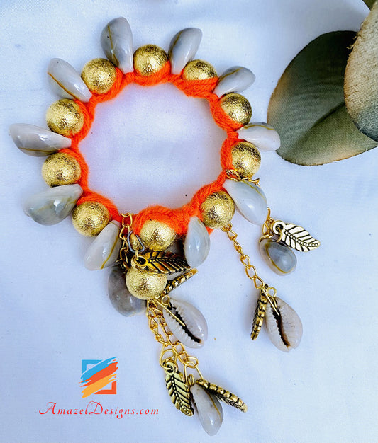 Hanging Leaves Kaudiyaan Orange Golden Gana - 1 piece