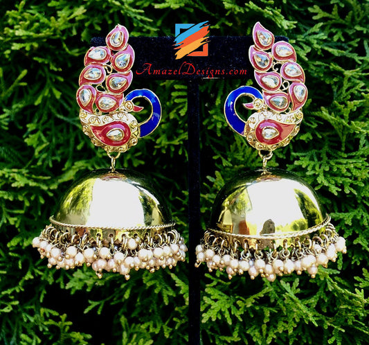 Extremely Lightweight Morni Polki Jhumka